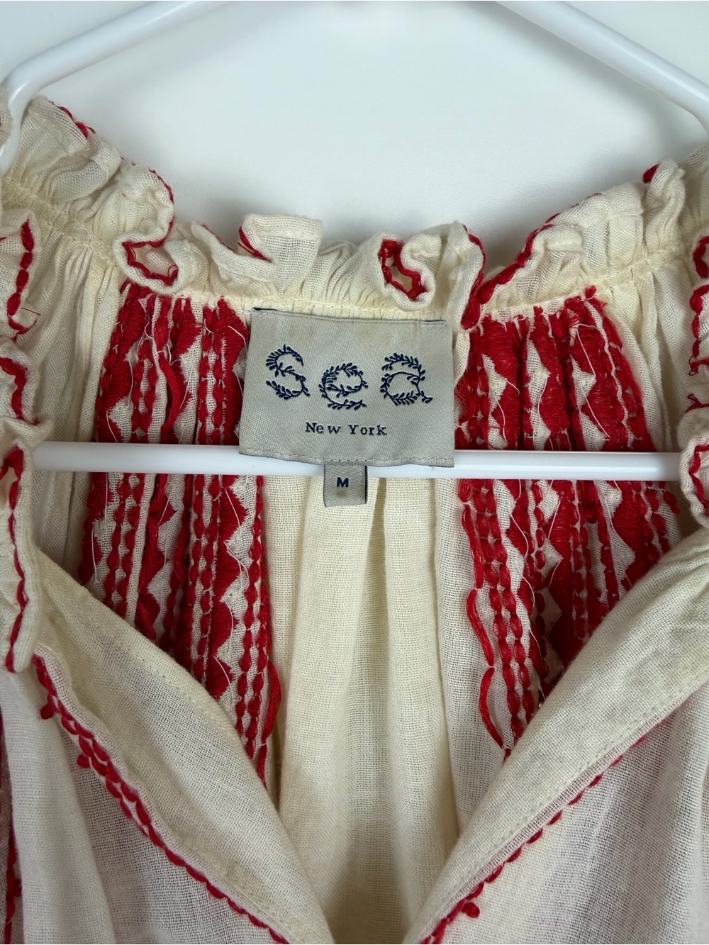 Sea New York Embroidered Peasant Blouse – Ivory/Red | Size Medium - Picture 5 of 13